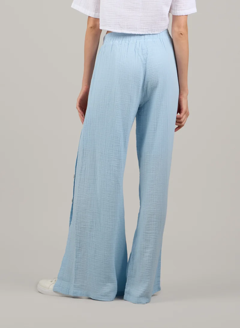 Just Nature light blue Side Slit Flared Trousers for Women | Best Price UAE